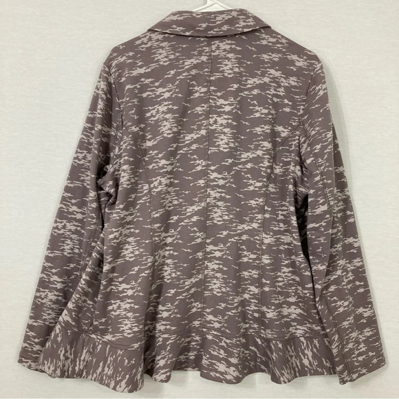 LOGO by Lori Goldstein Brown Gray Soft Stretch Knit Blazer Size Large - Picture 9 of 10